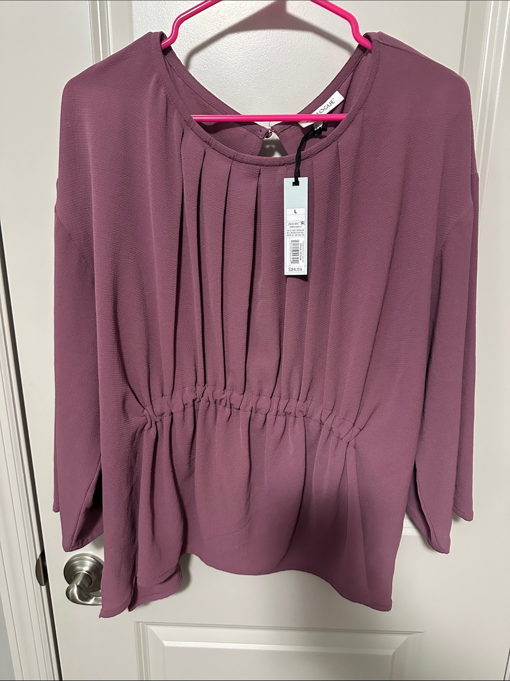 Prologue Mauve Pleated Waist Blouse
